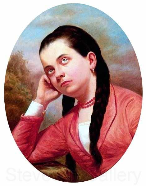 Jose Ferraz de Almeida Junior Portrait of a young woman France oil painting art